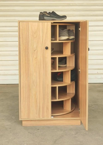 Rotating Wooden Shoe Storage Cabinet